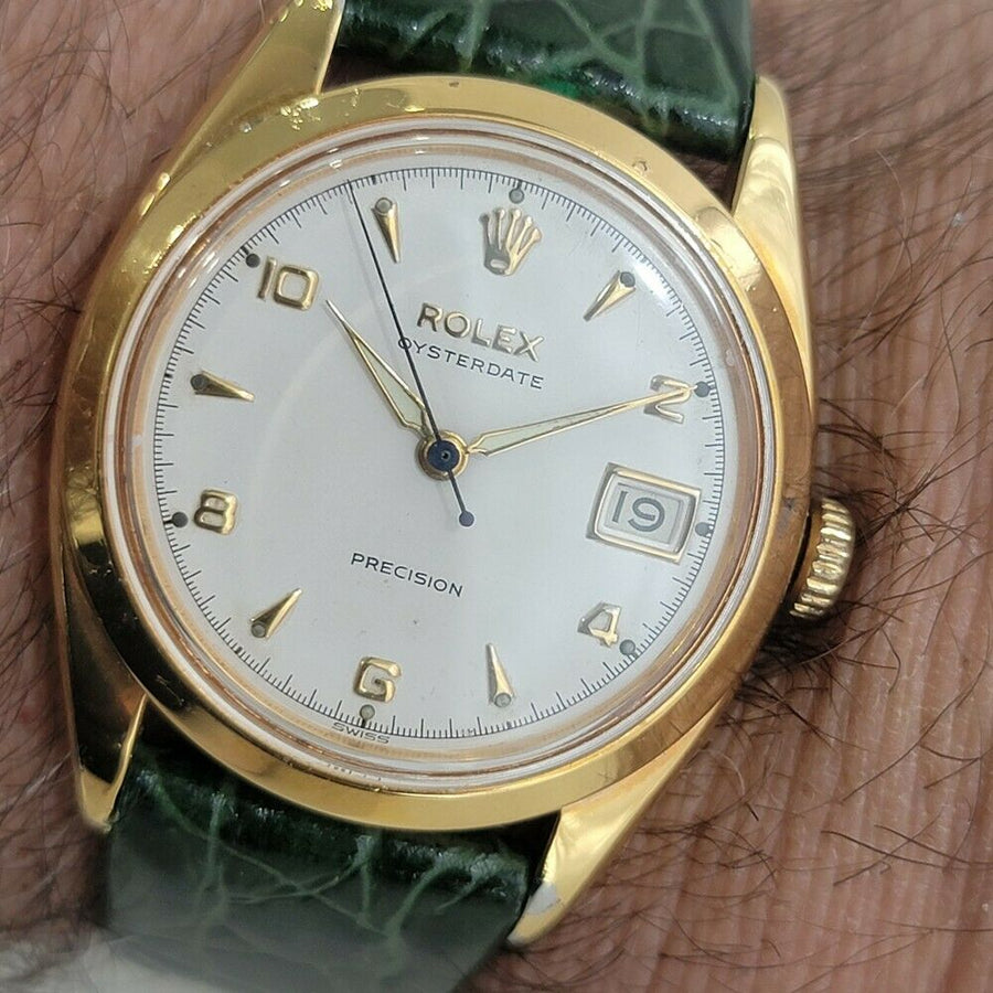 Mens Rolex Oysterdate Precision 6494 34mm Gold-Capped Hand-Wind 1950s RA214