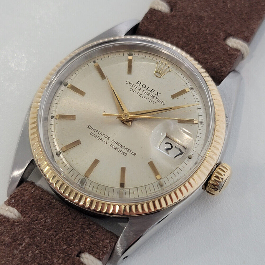 Mens Rolex Oyster Datejust Ref 1601 18k Gold SS 1960s Automatic Vintage RA254B