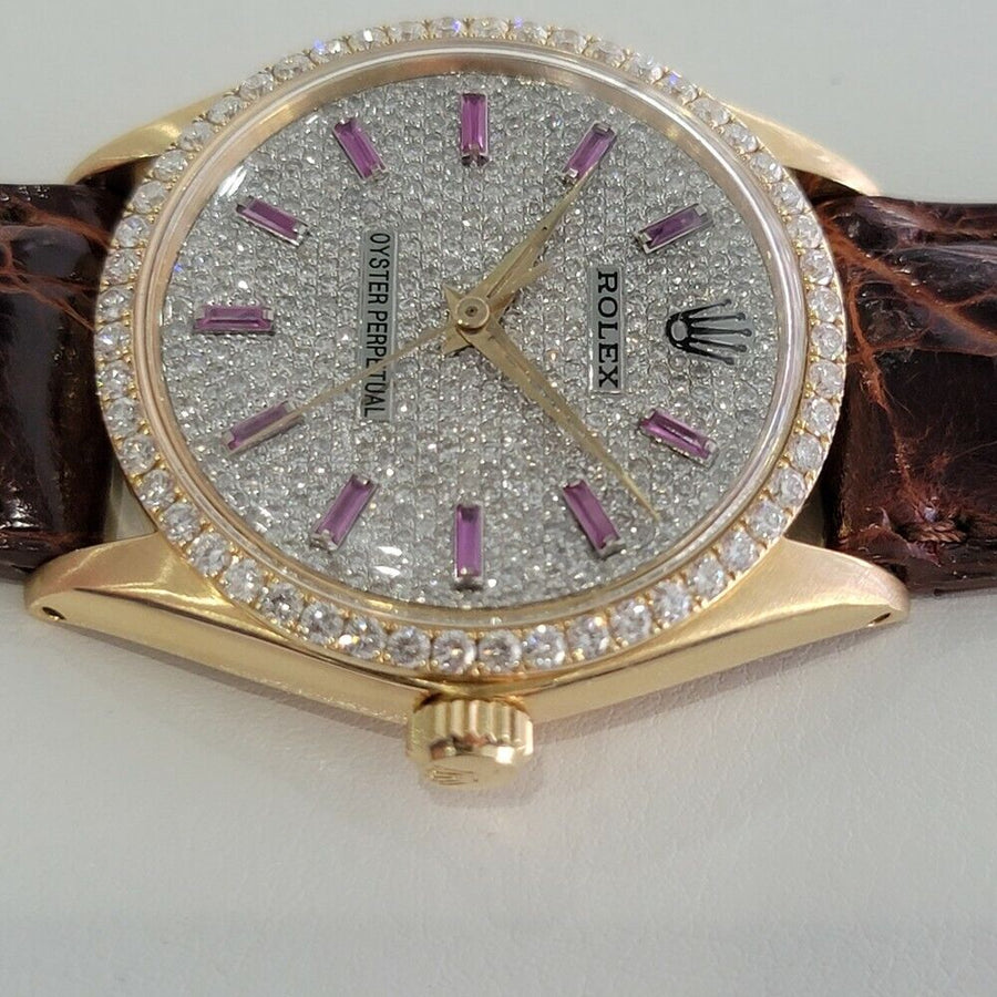 Mens Rolex Oyster Perpetual 1005 Diamond Dial 14k Automatic 1960s Swiss RJC139