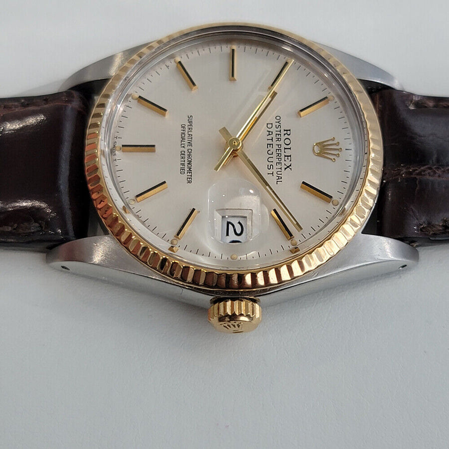 Mens Rolex Datejust Ref 16013 36mm 18k Gold SS 1980s Auto Quickset Swiss RA270B