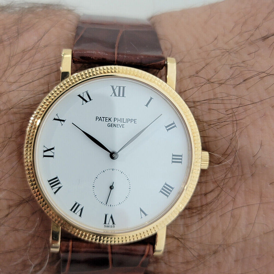 Mens Patek Philippe Calatrava 3919 18k Gold 34mm 1980s Manual Wind Swiss RJC163