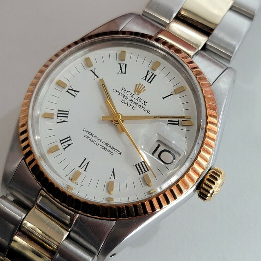 Mens Rolex Oyster Perpetual Date 1500 1970s 35mm Gold ss Automatic Swiss RA164