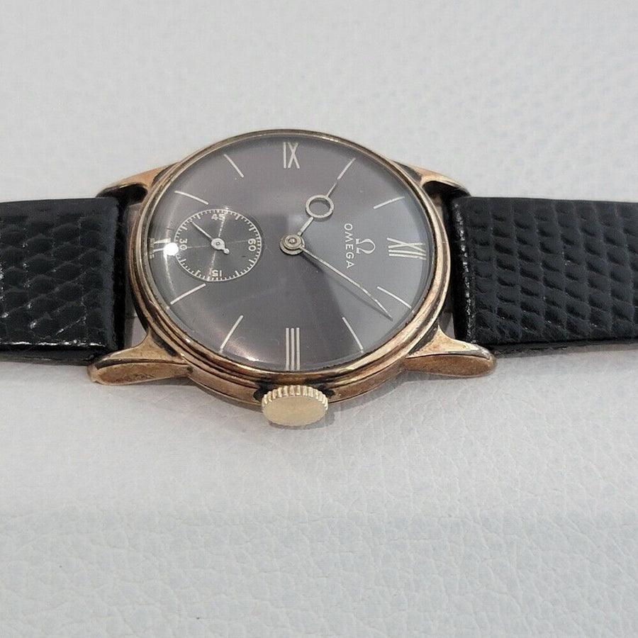 Midsize Omega 28mm 14K Rose Gold Filled Military Style Manual Watch 1930s JM18