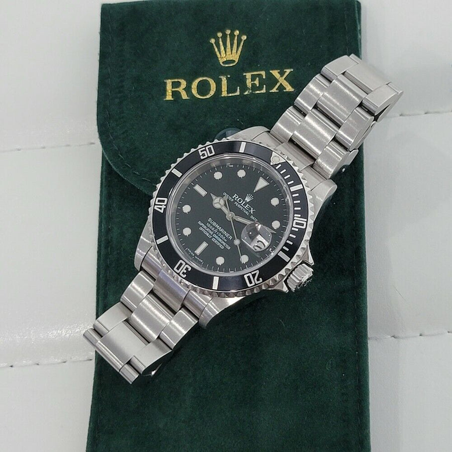 Mens Rolex Submariner Ref 16610 Date All Original Automatic 2000s w Pouch RA257