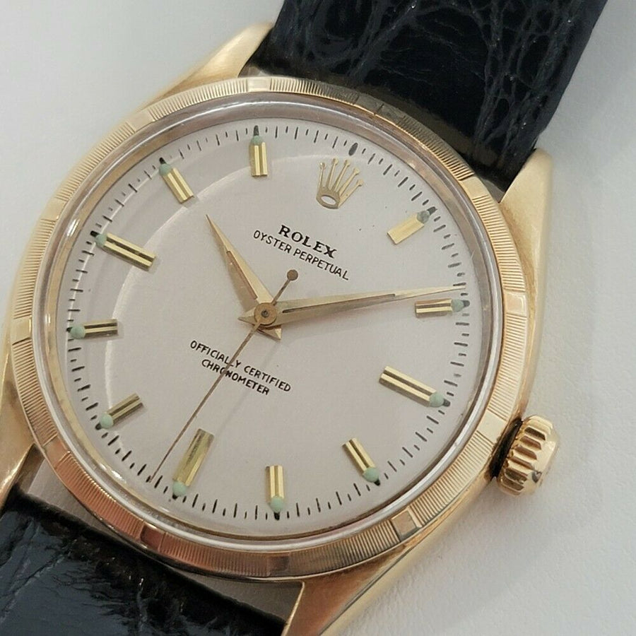 Mens Rolex Oyster Perpetual Ref 6565 34mm 14k Gold Automatic 1950s Vintage RA275