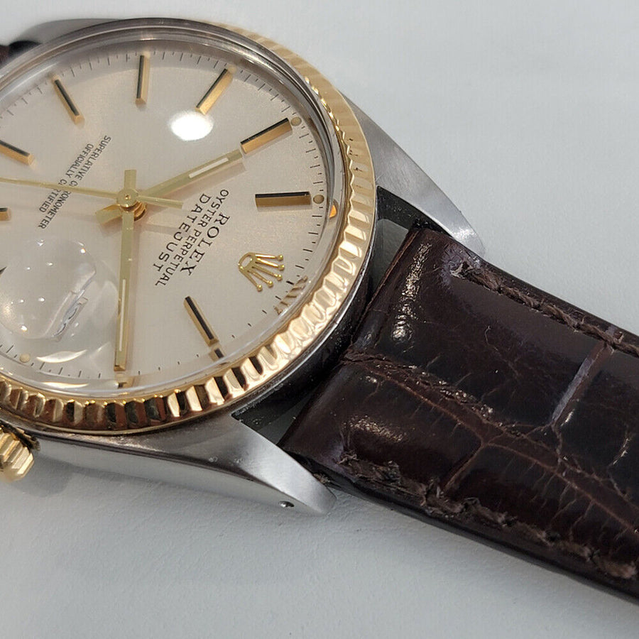 Mens Rolex Datejust Ref 16013 36mm 18k Gold SS 1980s Auto Quickset Swiss RA270B