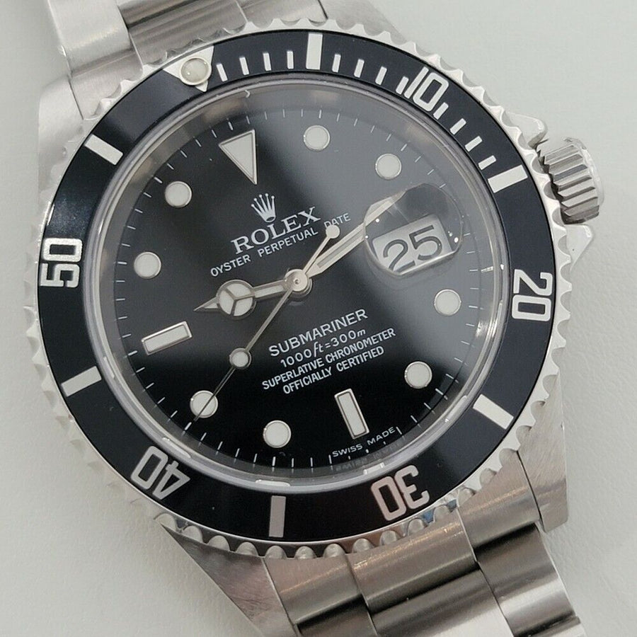 Mens Rolex Submariner Ref 16610 Date All Original Automatic 2000s w Pouch RA257