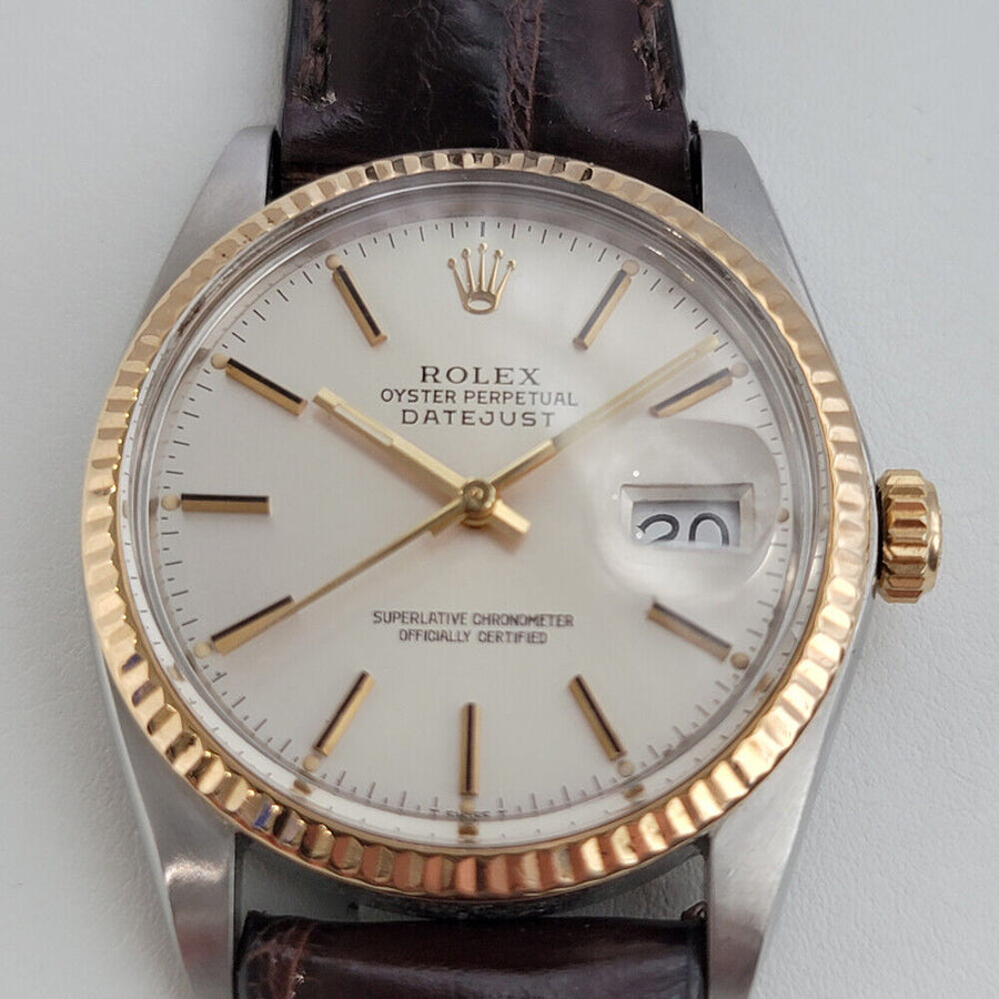 Mens Rolex Datejust Ref 16013 36mm 18k Gold SS 1980s Auto Quickset Swiss RA270B