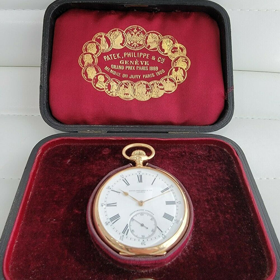 Patek Philippe Chronometro Gondolo 52mm 18k Gold Pocket Watch 1910s w Box RA184