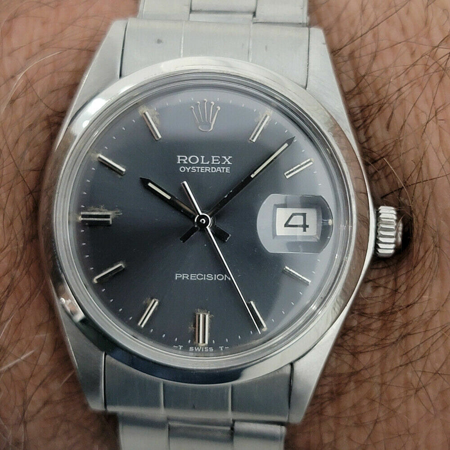 Mens Rolex Oysterdate Precision Ref 6694 34mm 1970s Hand Wind Vintage RJC129