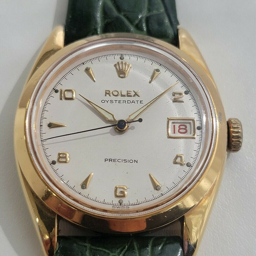 Mens Rolex Oysterdate Precision 6494 34mm Gold-Capped Hand-Wind 1950s RA214
