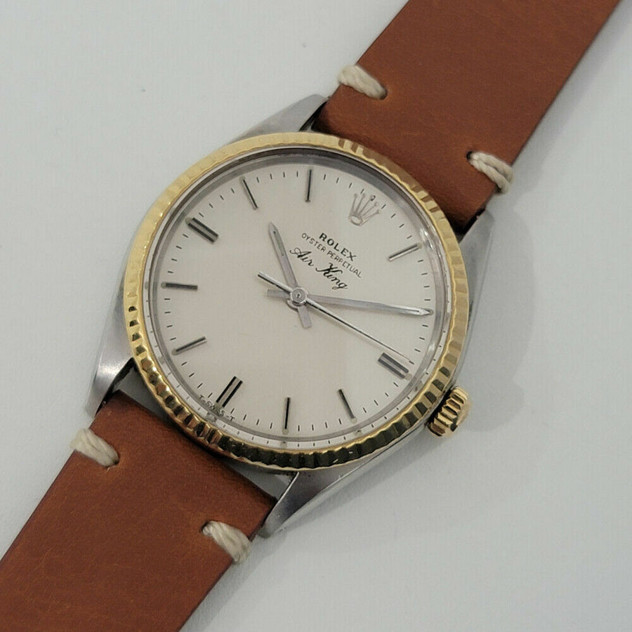 Mens Rolex Oyster Precision 5500 Air King 34mm 18k SS 1970s Automatic RJC188