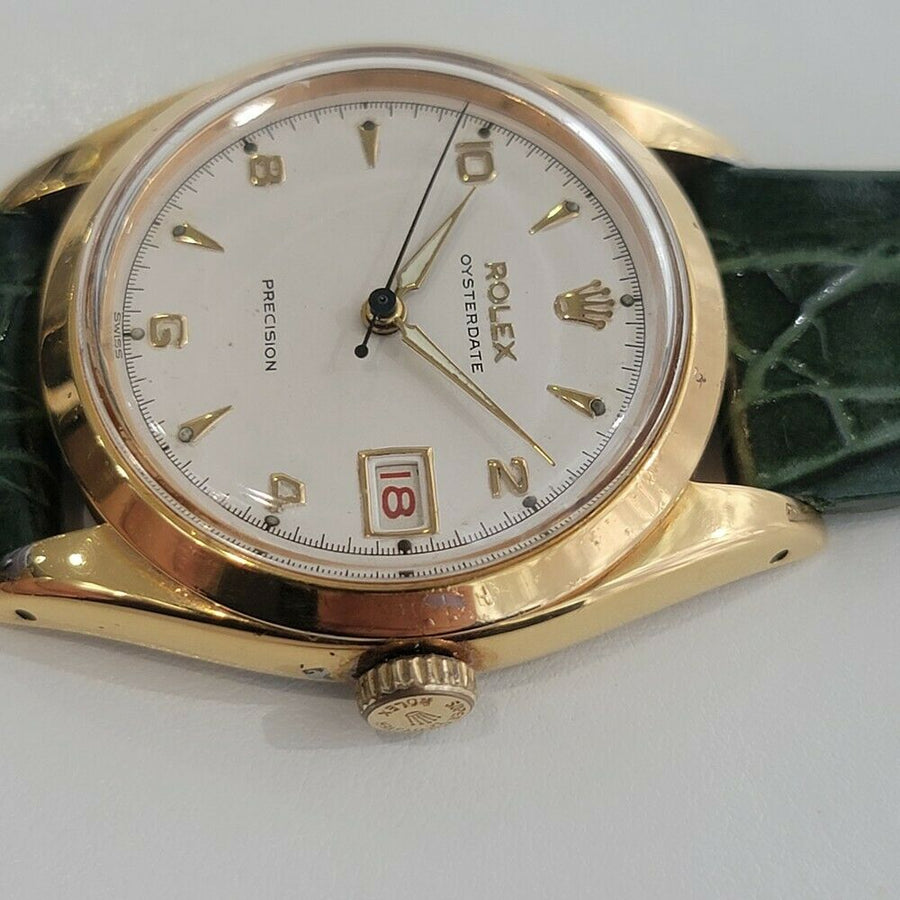 Mens Rolex Oysterdate Precision 6494 34mm Gold-Capped Hand-Wind 1950s RA214