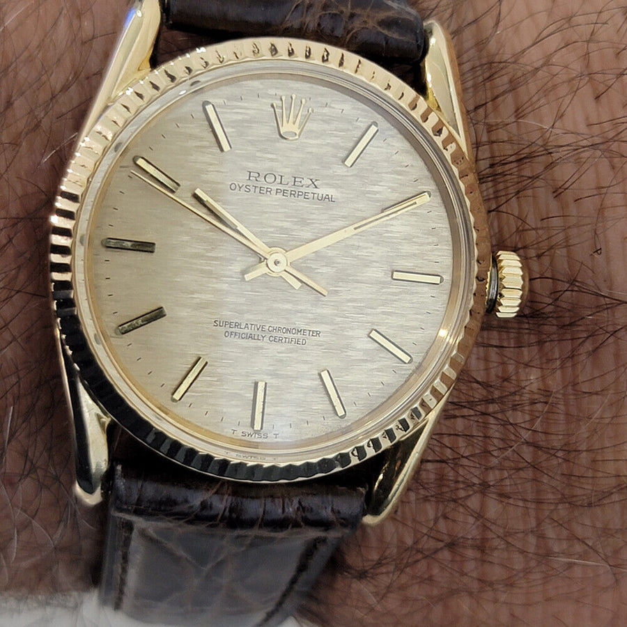 Mens Rolex Oyster Perpetual Ref 1011 33mm 18k Gold 1970s Automatic Swiss RJC154