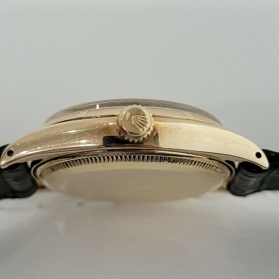 Mens Rolex Oyster Perpetual Ref 6565 34mm 14k Gold Automatic 1950s Vintage RA275