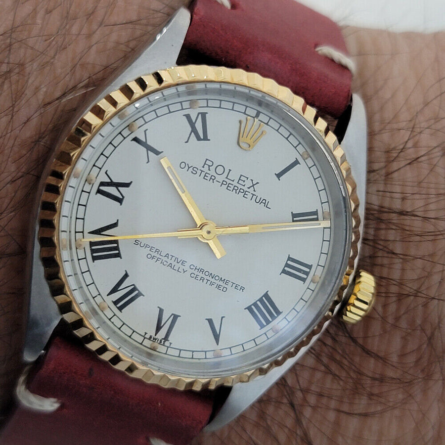 Mens Rolex Oyster Perpetual Ref 1003 34mm 18k SS 1960s Automatic Swiss RA216R