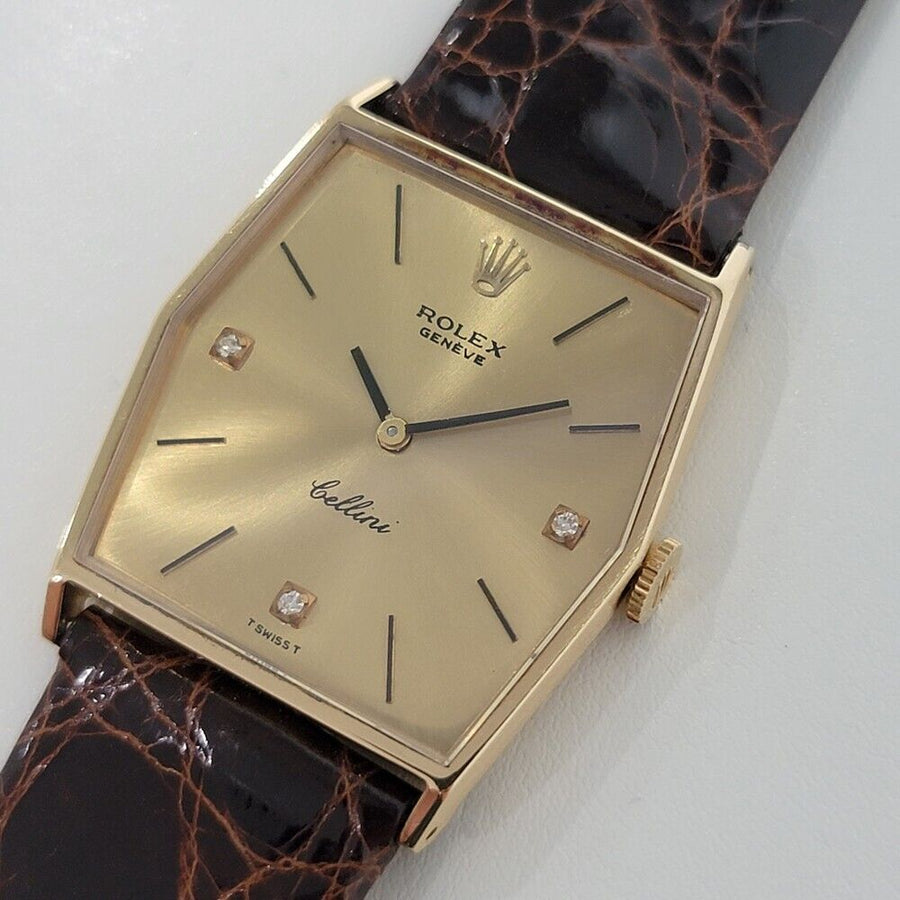 Midsize Rolex Cellini 4700 30mm 18k Gold Manual Wind Diamond dial