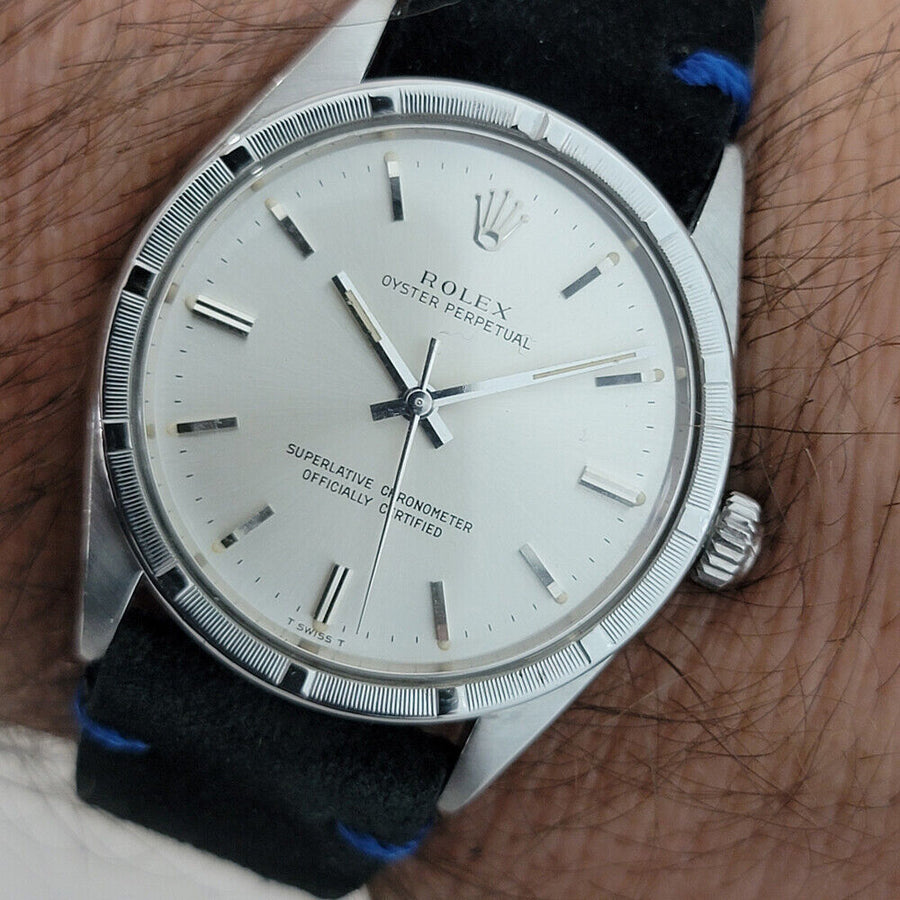 Mens Rolex Oyster Perpetual Ref 1007 Automatic 34mm 1960s Vintage SS RJC114