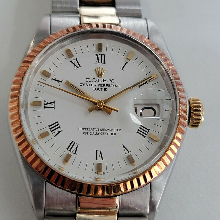 Mens Rolex Oyster Perpetual Date 1500 1970s 35mm Gold ss Automatic Swiss RA164