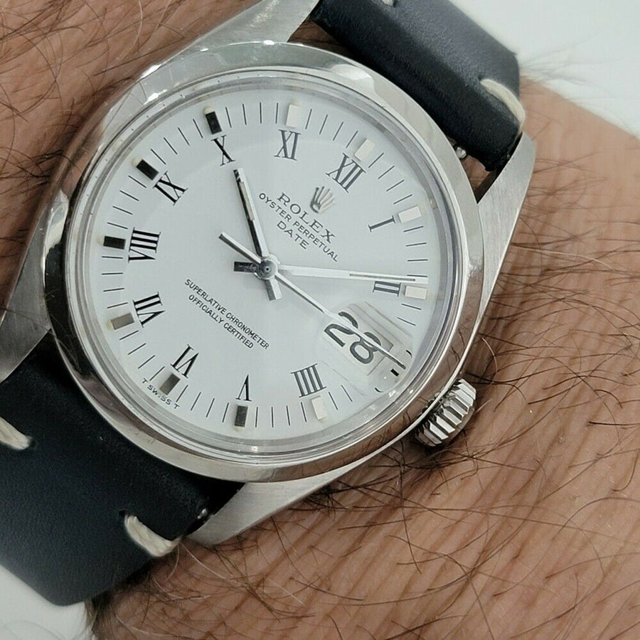 Mens Rolex Oyster Perpetual Date Ref 1500 35mm Automatic 1970s Vintage RA132B